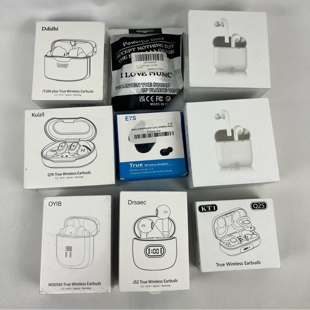 Lot of 9 Wireless Earbuds - White & black